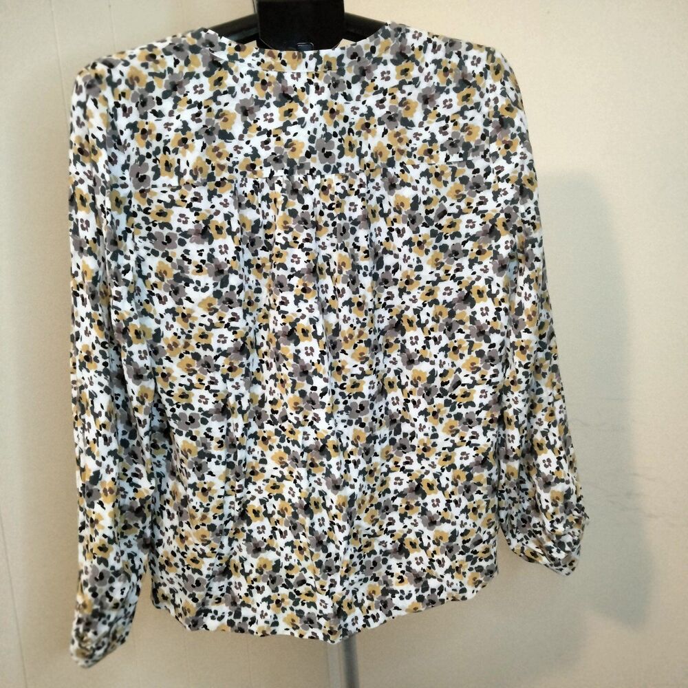 LOFT Women's Long Sleeve Blouse SMALL V-neck floral design - Picture 6 of 8